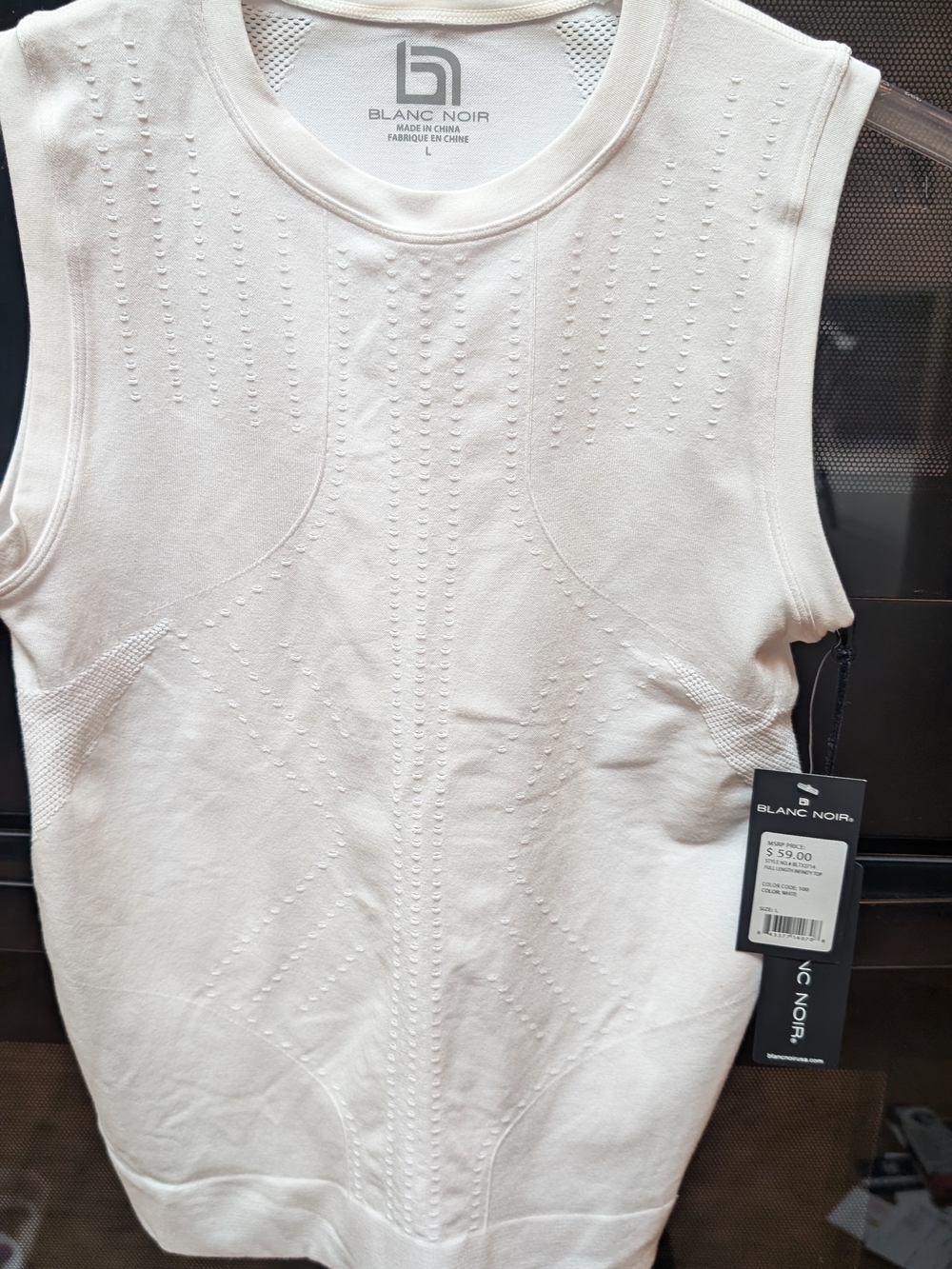 BRAND New Tags blanc noir White Tank w/ Subtle Texture Sleeveless Round Neckline